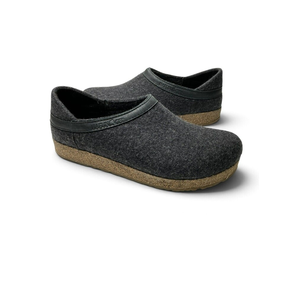 Haflinger Grizzly Torben Wool Clogs  Mens Size 42 Charcoal Slip On Cork Comfort
